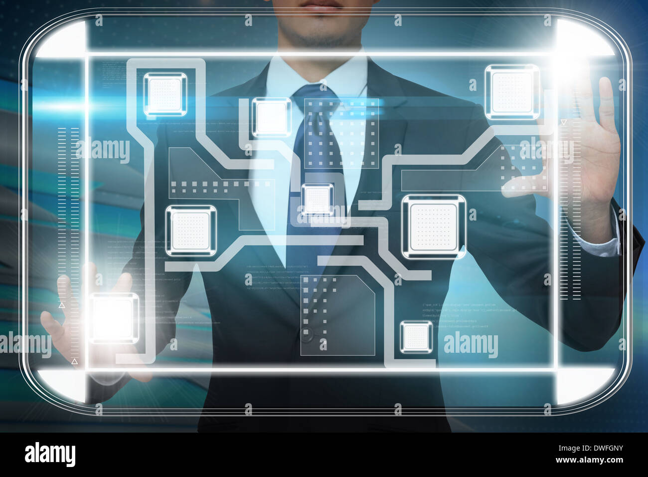 Businessman touching interface Stock Photo