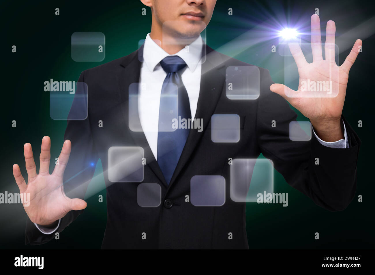 Businessman touching interface Stock Photo
