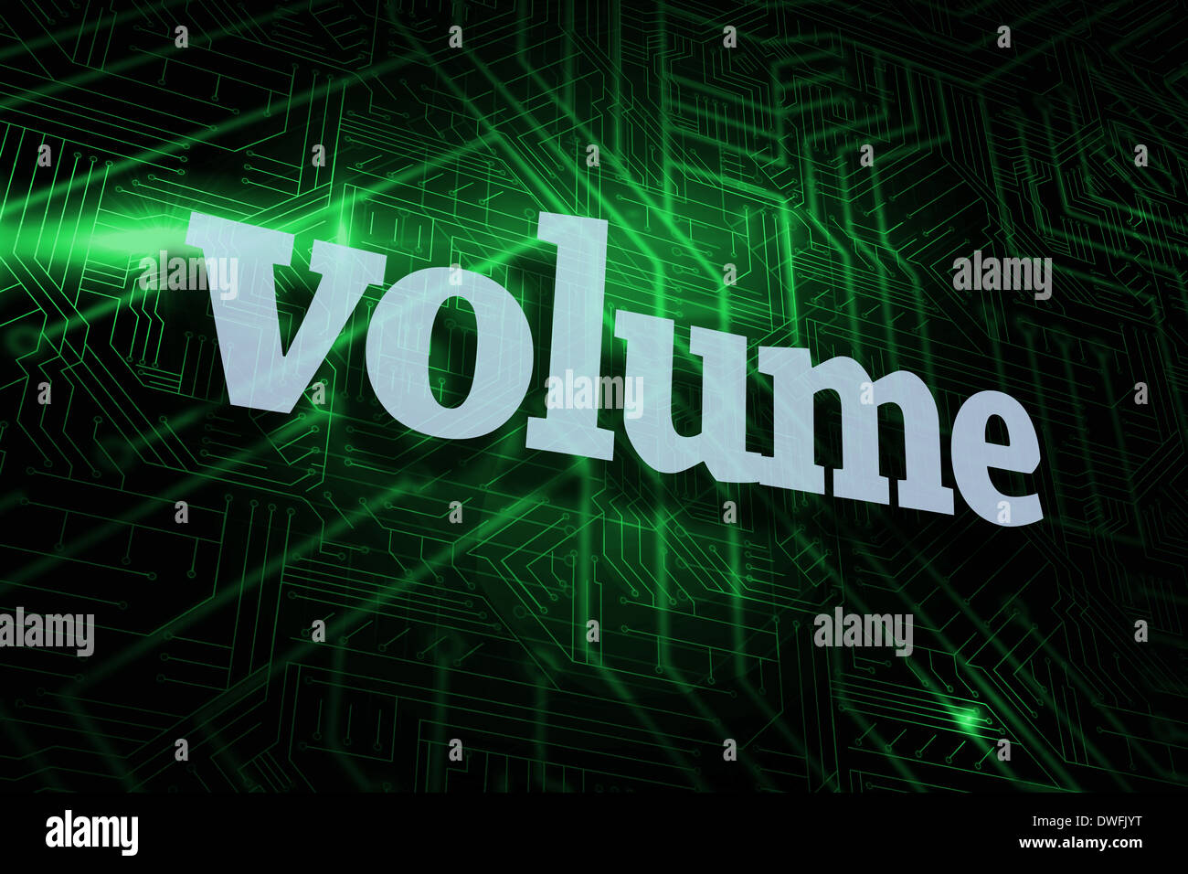 Volume against green and black circuit board Stock Photo
