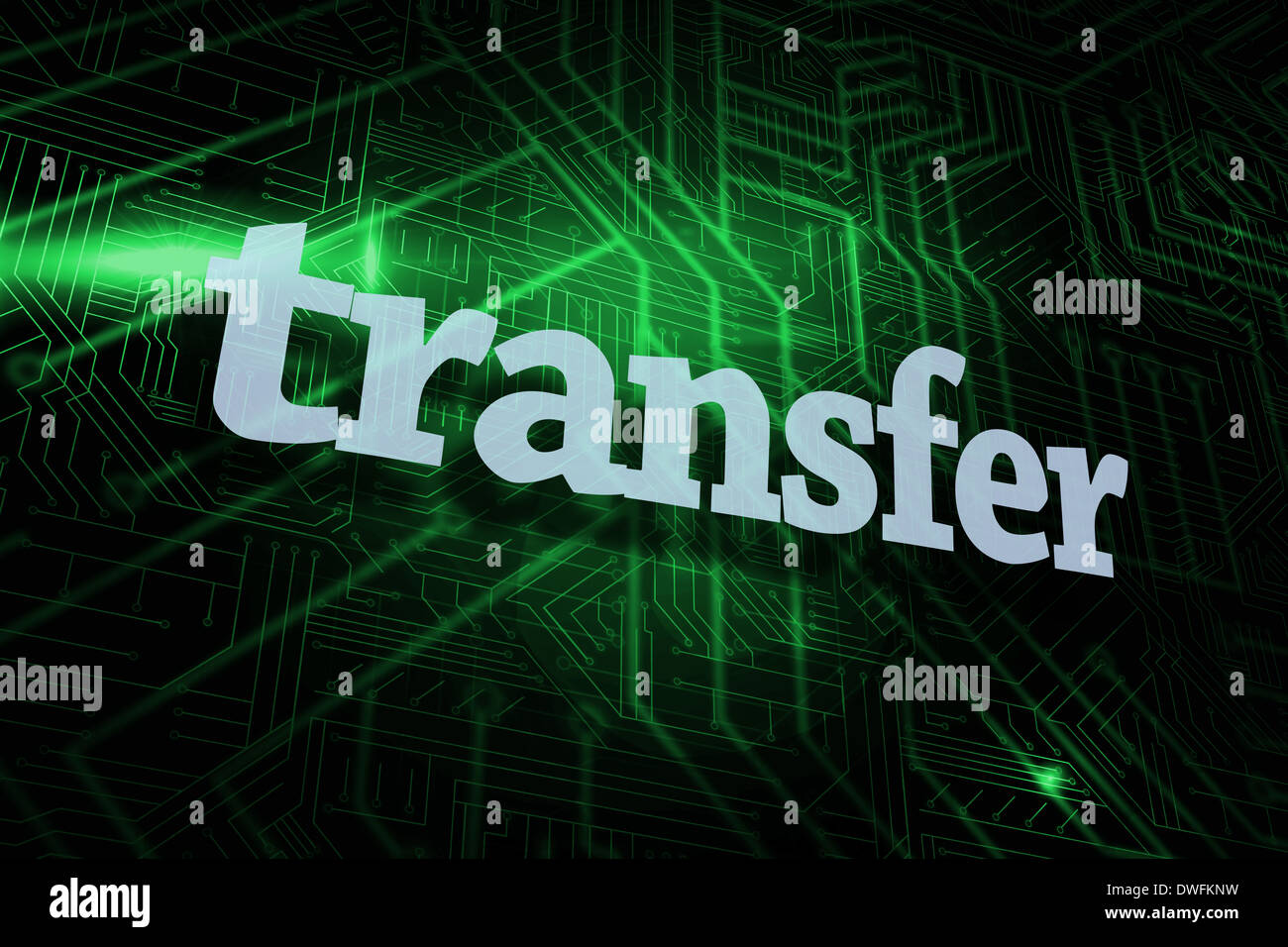 Transfer against green and black circuit board Stock Photo
