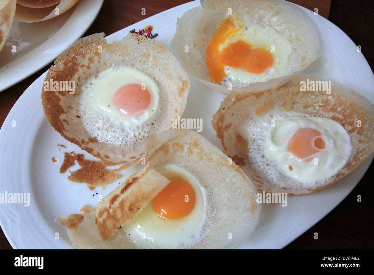 Sri Lanka; Colombo, hoppers with egg, local food, Stock Photo
