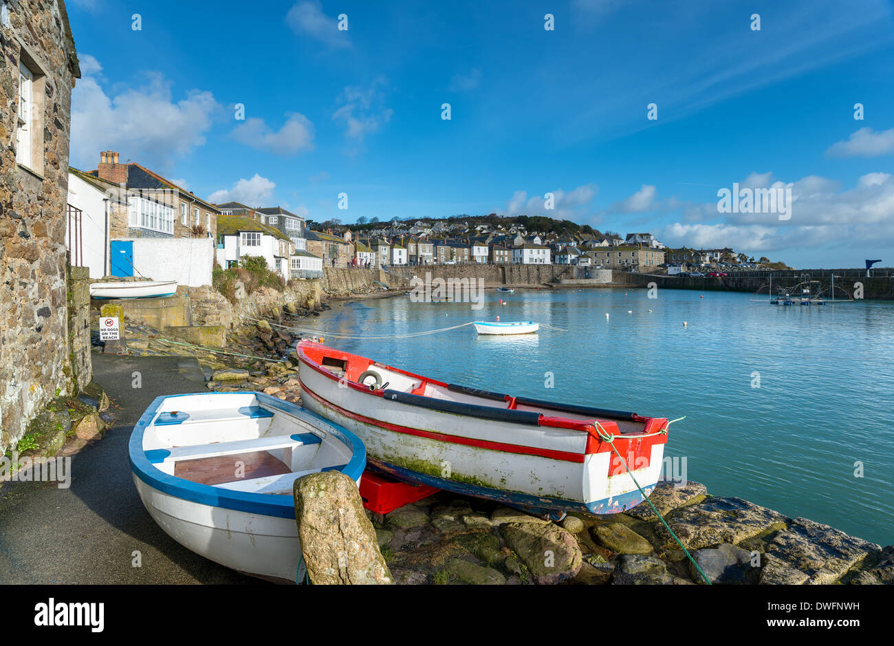 The harbour at Mousehole in Cornwall, a traditional fishing village near Penzance. Stock Photo