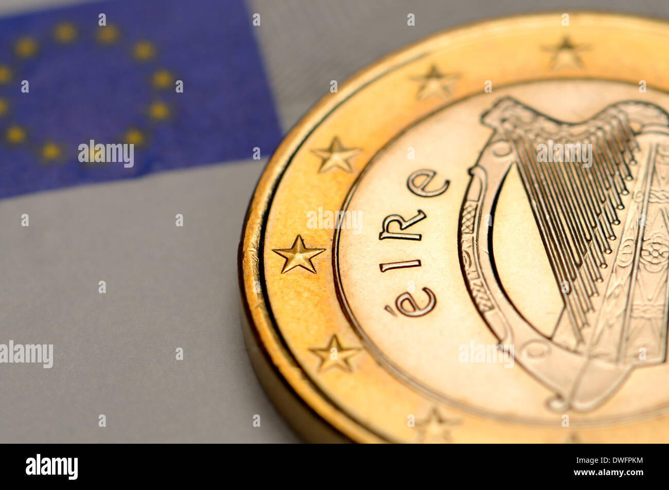 irish-1-euro-coin-on-5-euro-note-stock-photo-alamy