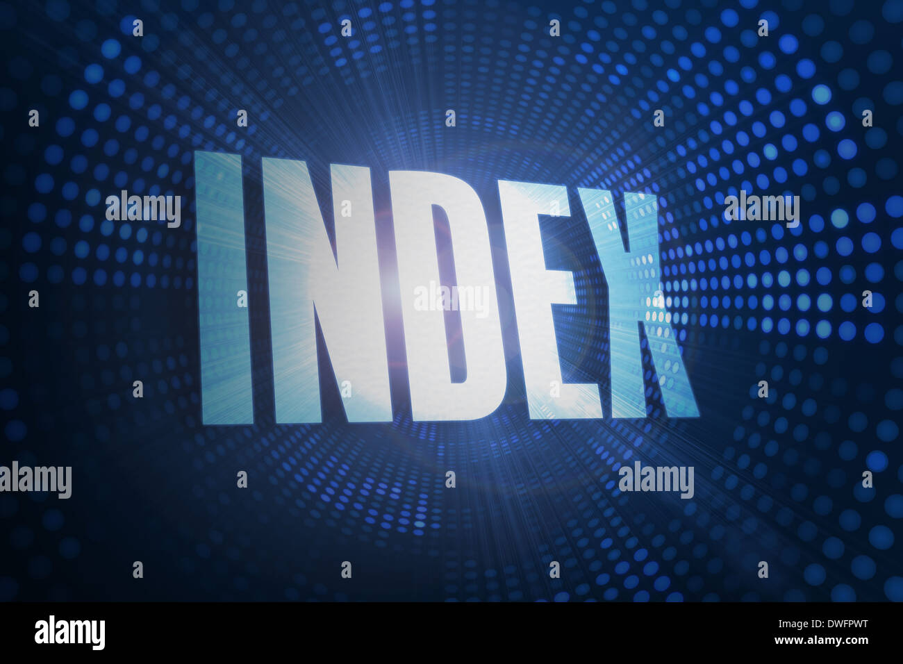 Index against futuristic dotted blue and black background Stock Photo