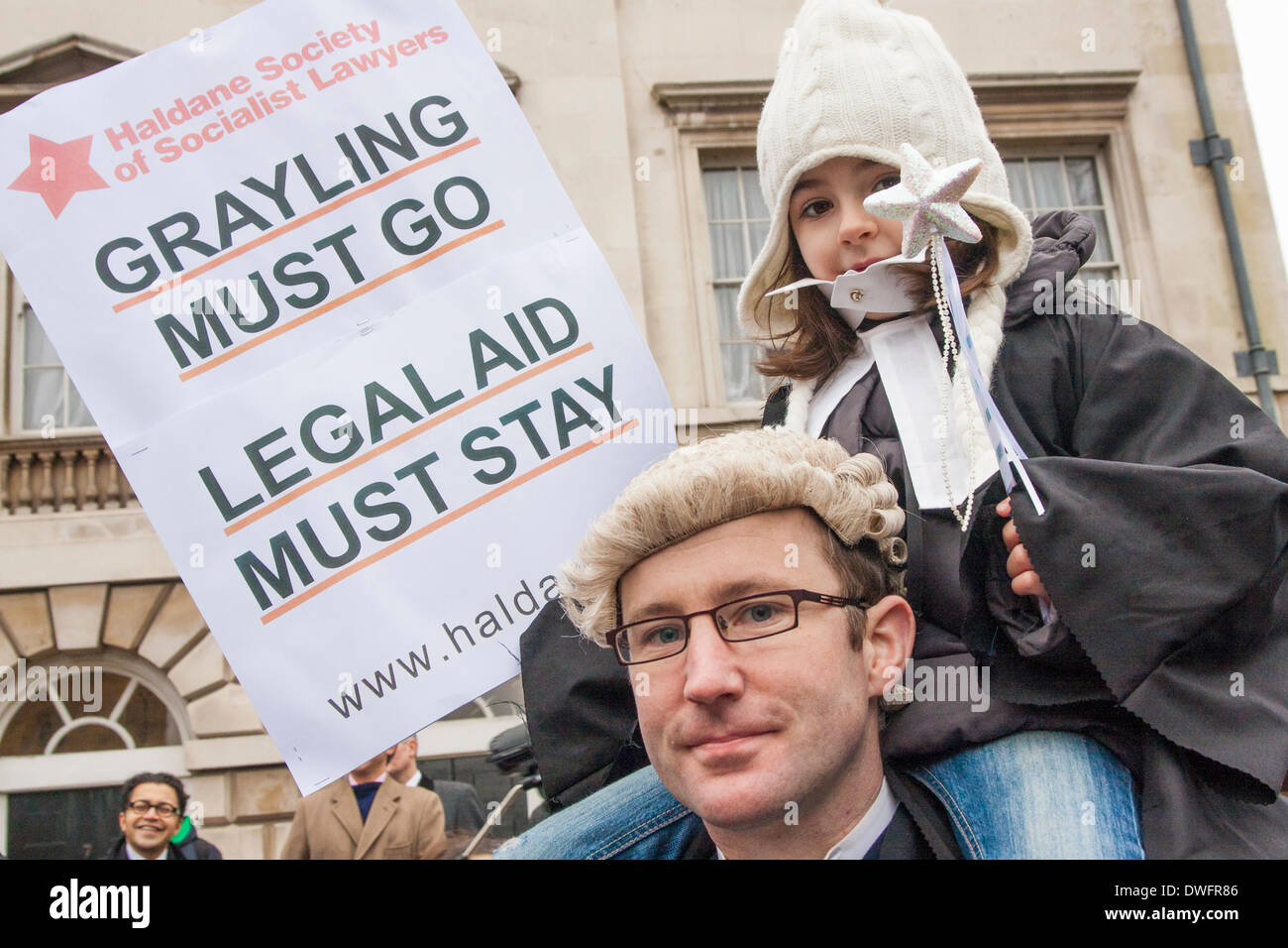 London March 7th 2014. Barristers and solicitors in London walk out in protest against further cuts of £215 million to the legal aid budget, and a reduction by a third of duty lawyers' contracts. Credit:  Paul Davey/Alamy Live News Stock Photo