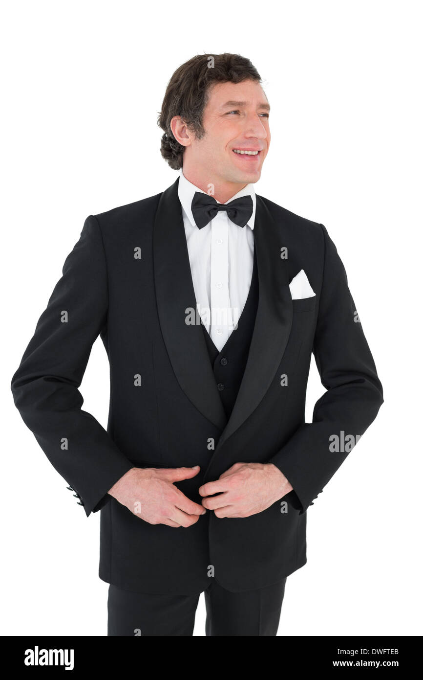 Groom in tuxedo getting ready Stock Photo