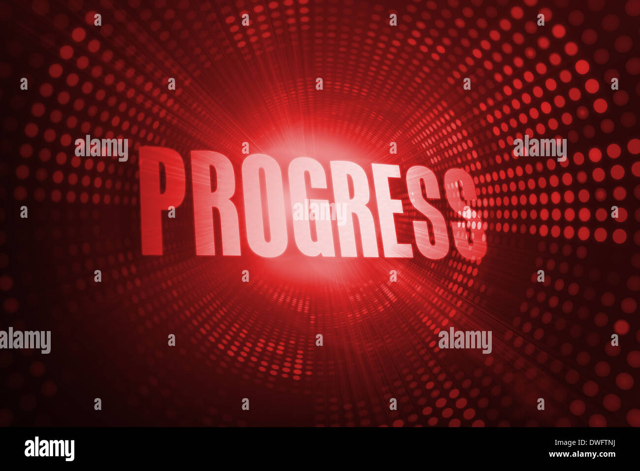 Progress against red pixel spiral Stock Photo