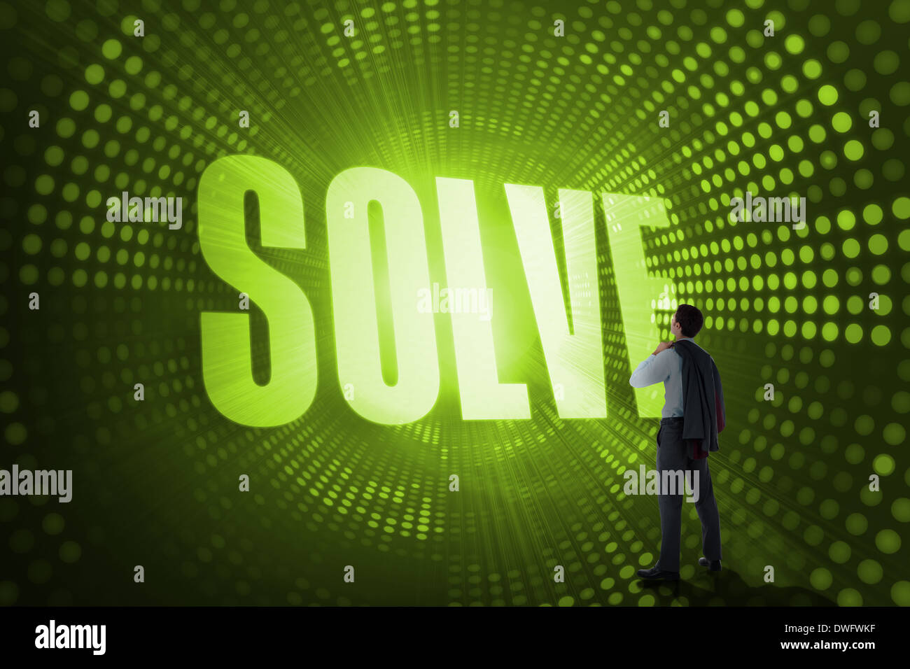 Solve against green pixel spiral Stock Photo