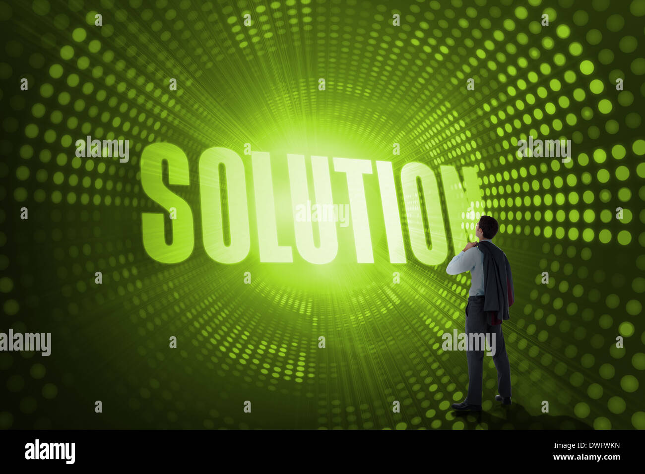 Solution against green pixel spiral Stock Photo