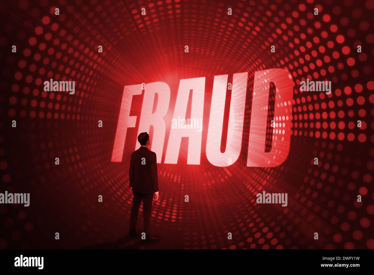 Fraud against red pixel spiral Stock Photo