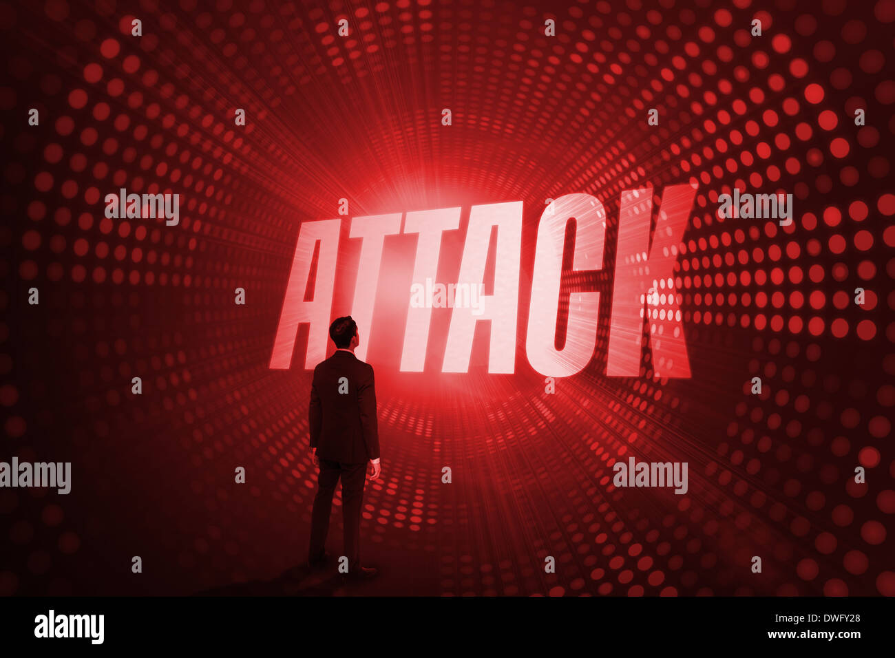 Attack against red pixel spiral Stock Photo - Alamy