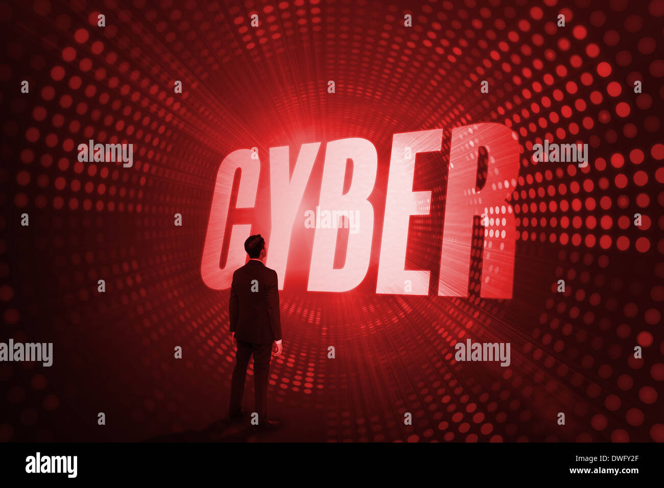 Cyber against red pixel spiral Stock Photo