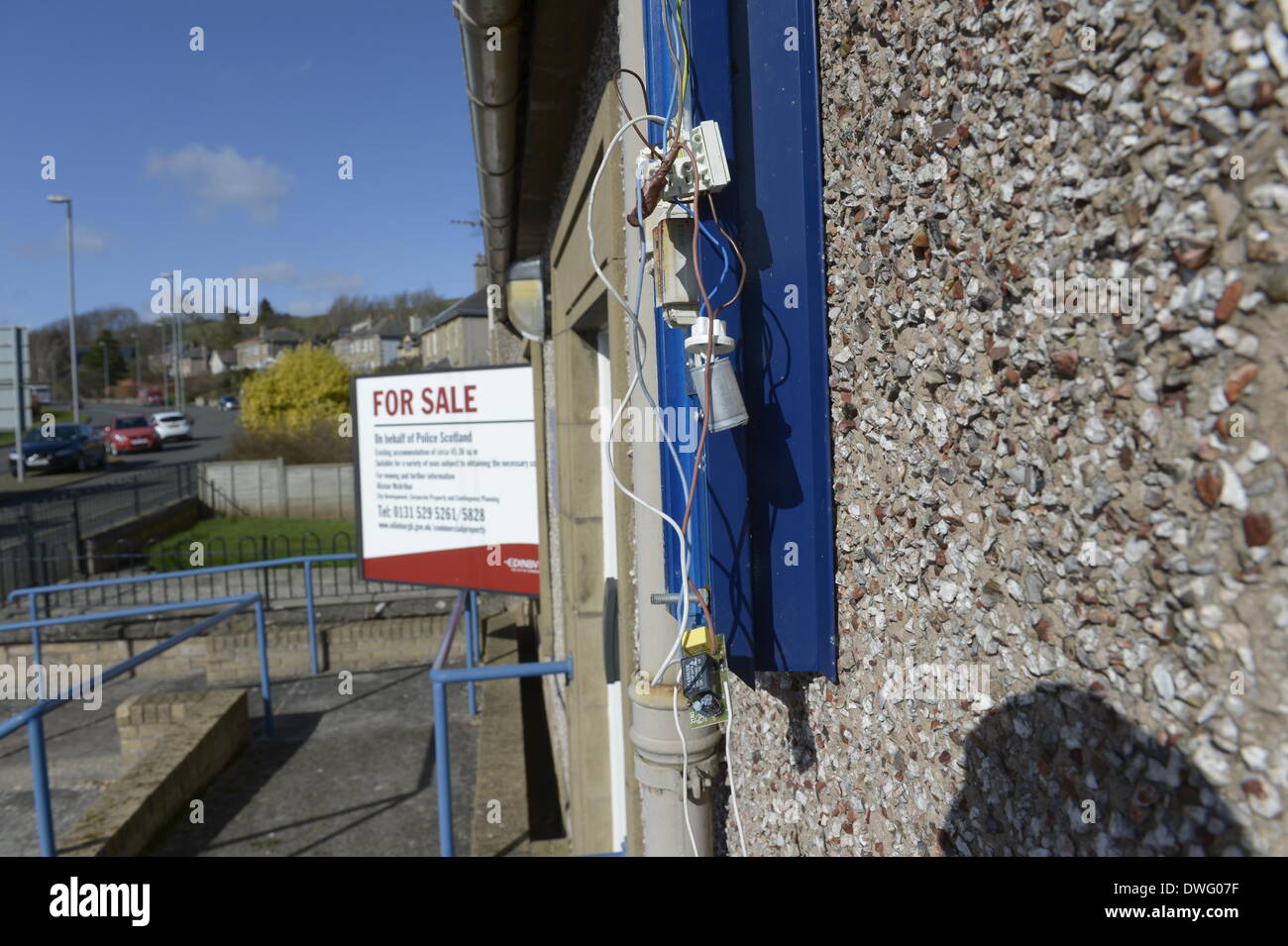 Huntshaw Road, Earlston, UK. 07 Mar 2014. Closed Police offices go on sale Buildings in Earlston goes up for sale on behalf of Police Scotland. Former Police station in Earlston, Scottish Borders. Credit:  Rob Gray/Alamy Live News Stock Photo