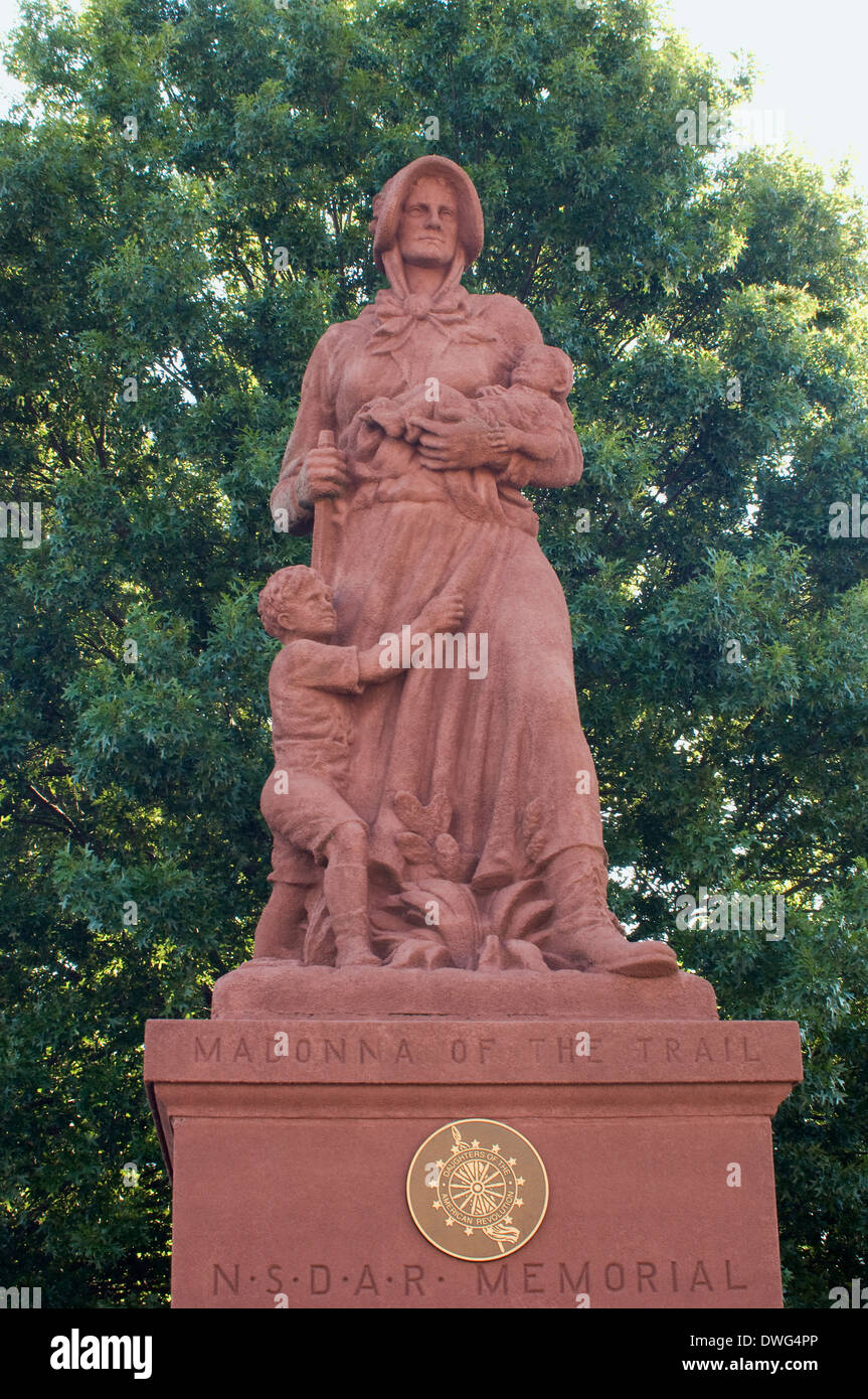 Madonna of the Trail memorial to pioneer mothers in Vandalia IL, terminus of the National Road. Digital photograph Stock Photo