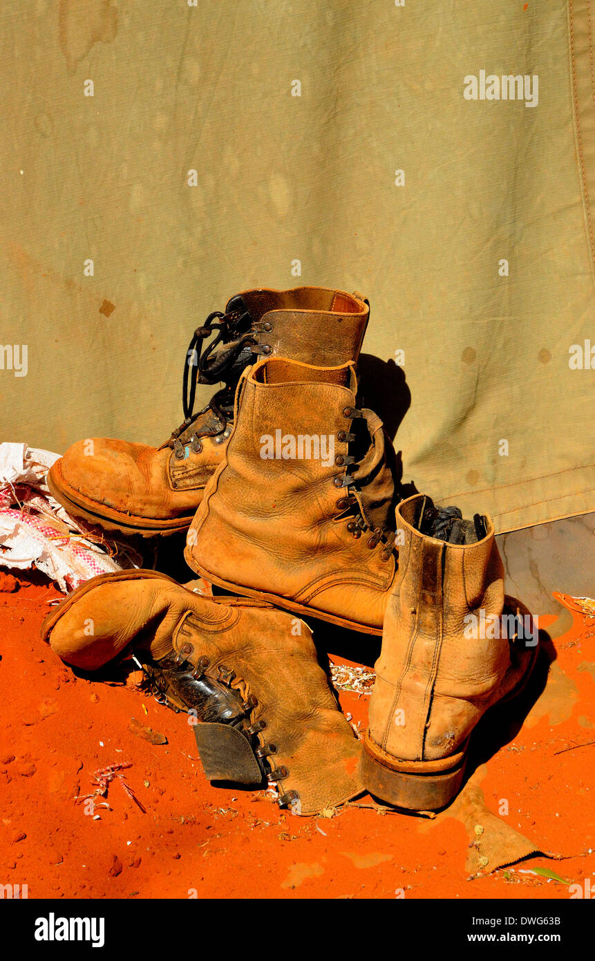 Workers boots. Somaliland. Stock Photo