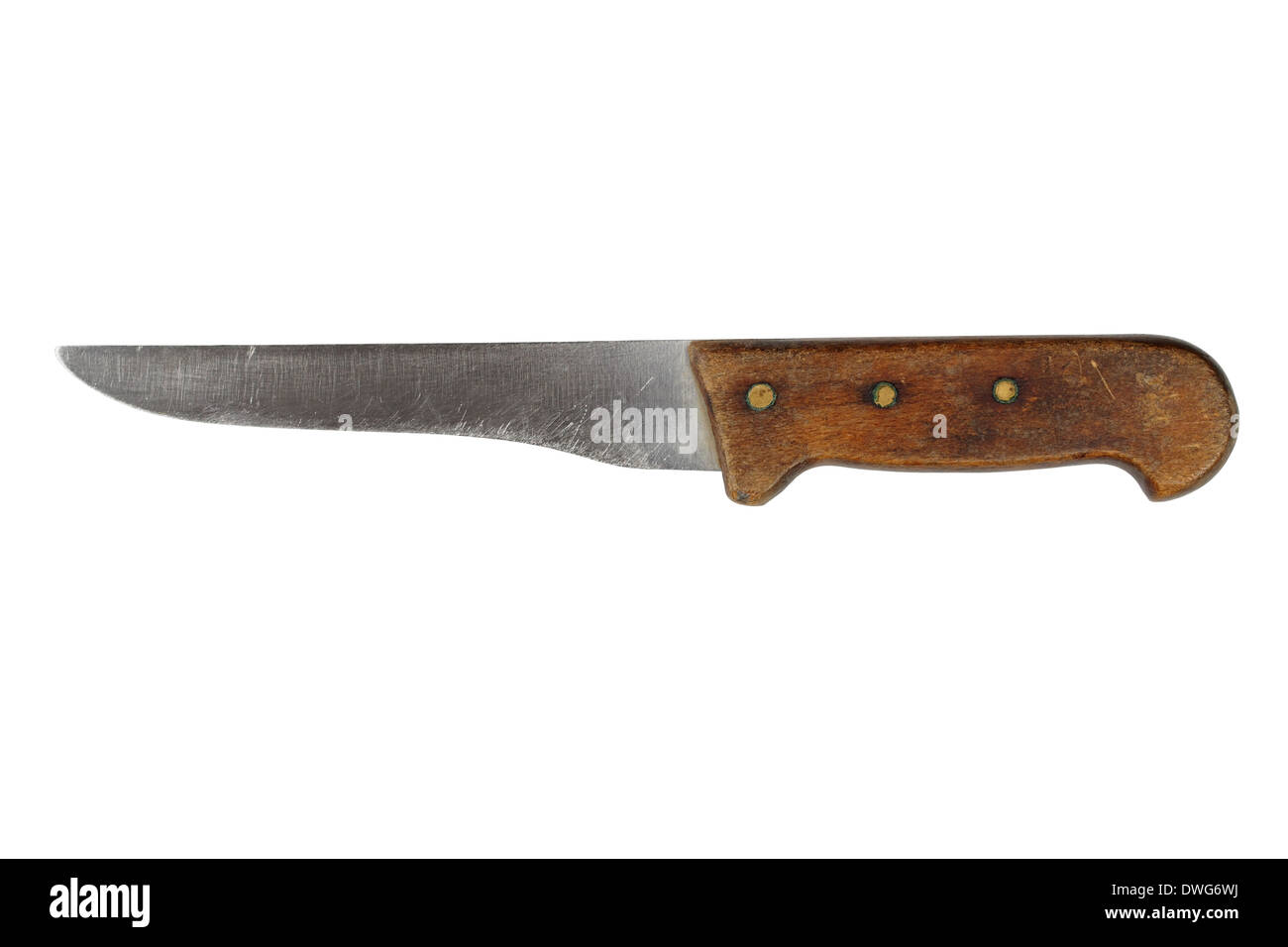 Old kitchen chef knife isolated on white background Stock Photo
