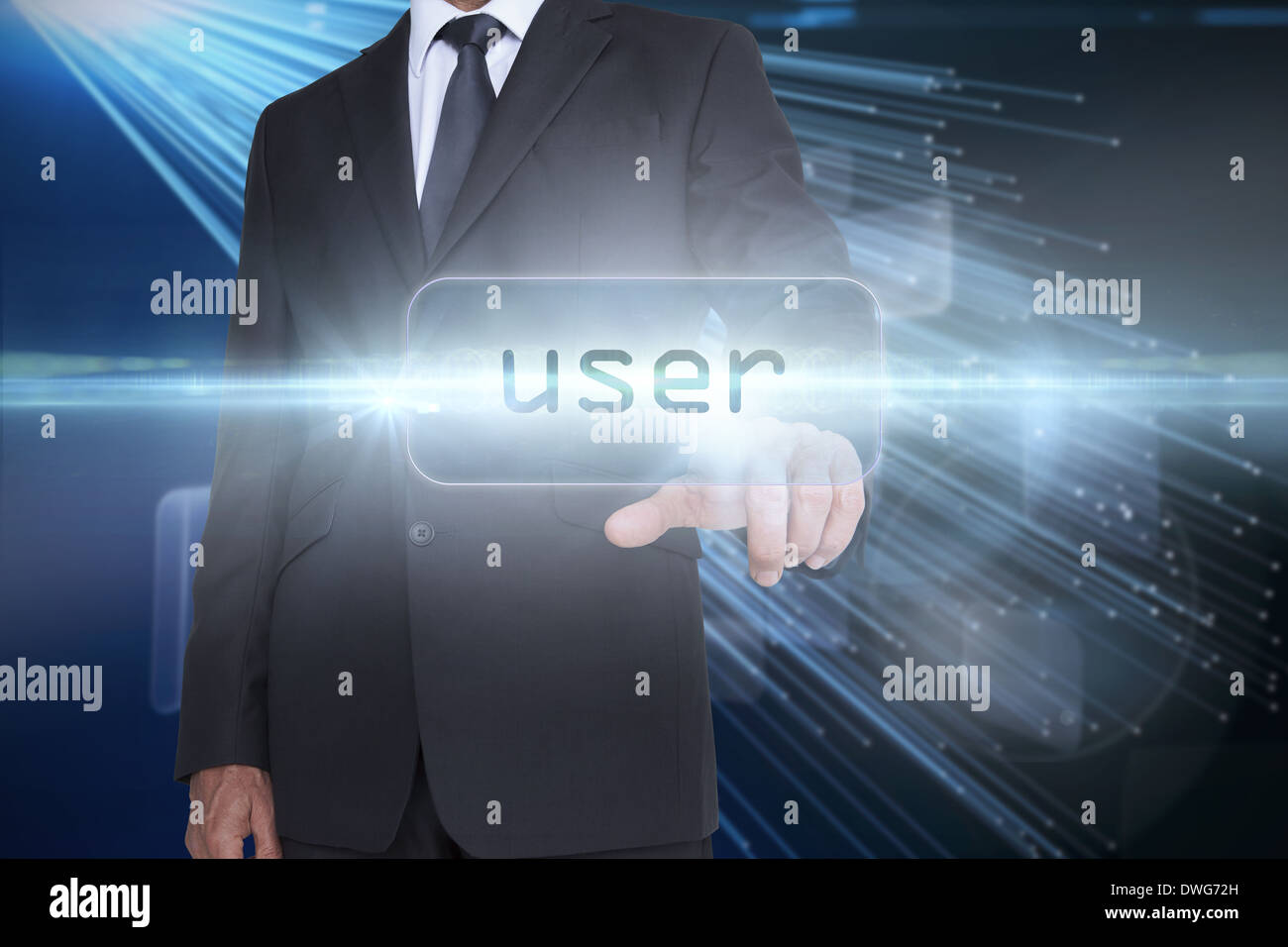 User against abstract technology background Stock Photo