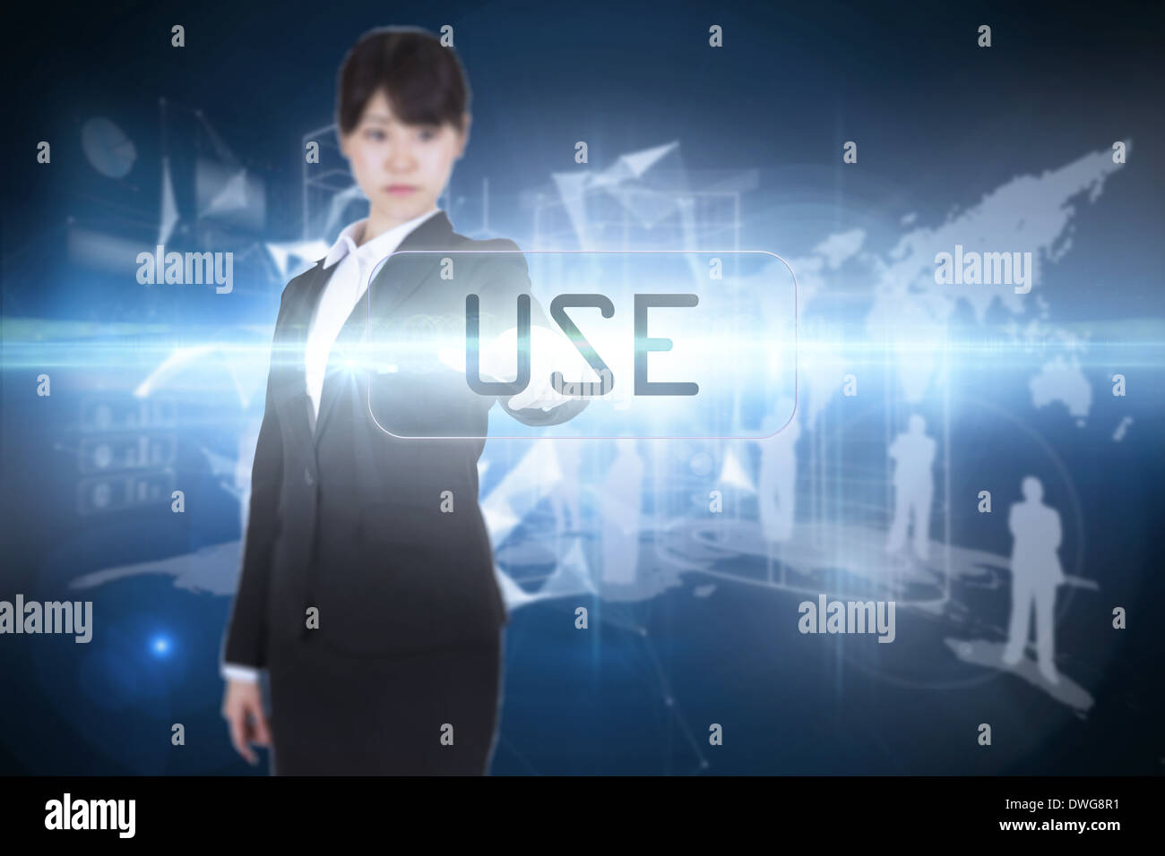 Use against glowing technological background Stock Photo