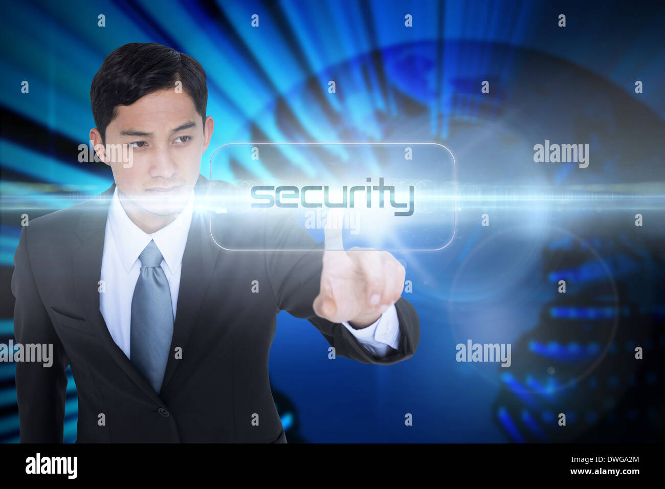 Security against digital earth background Stock Photo