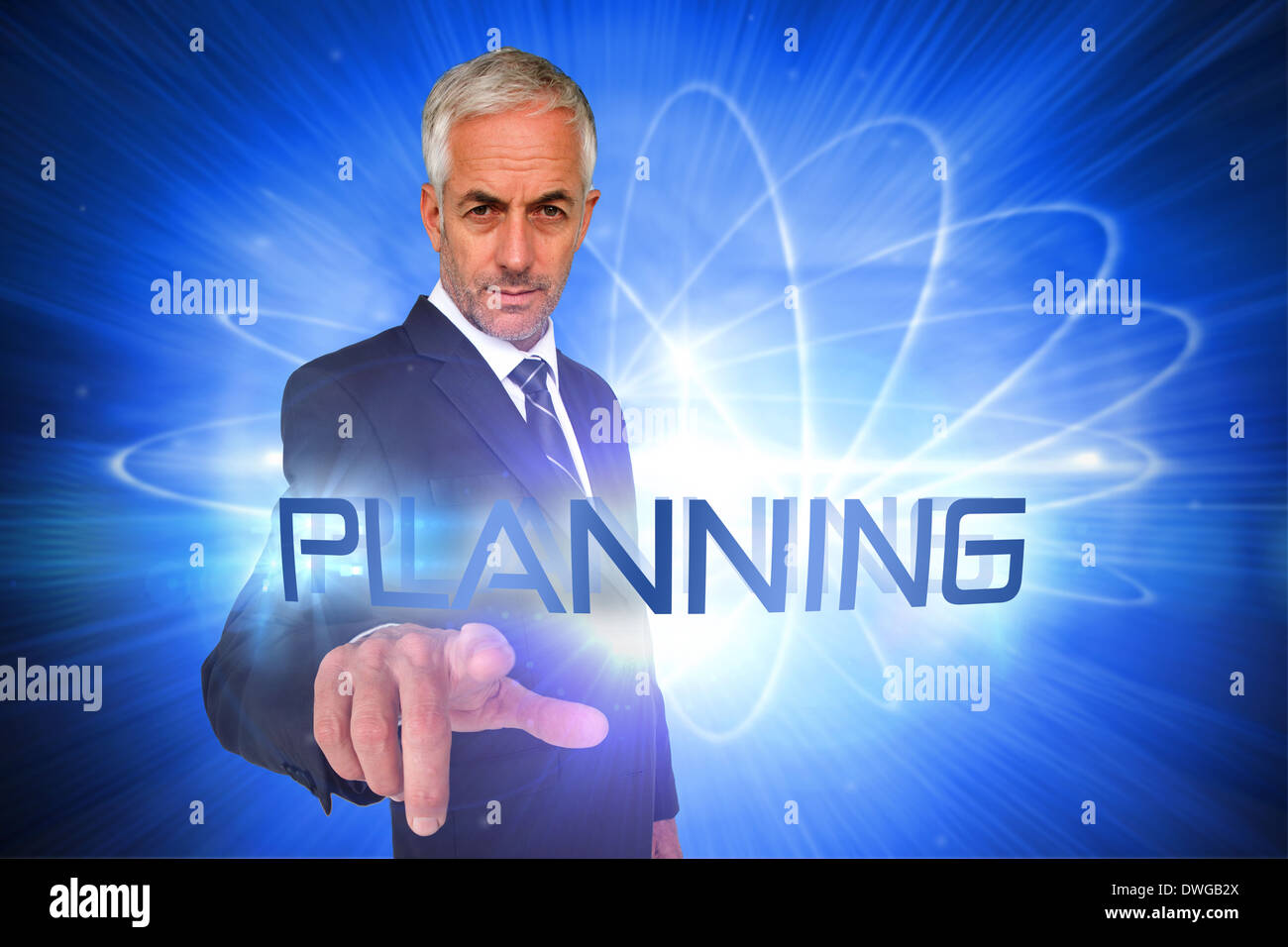 Planning against shiny futuristic sphere Stock Photo