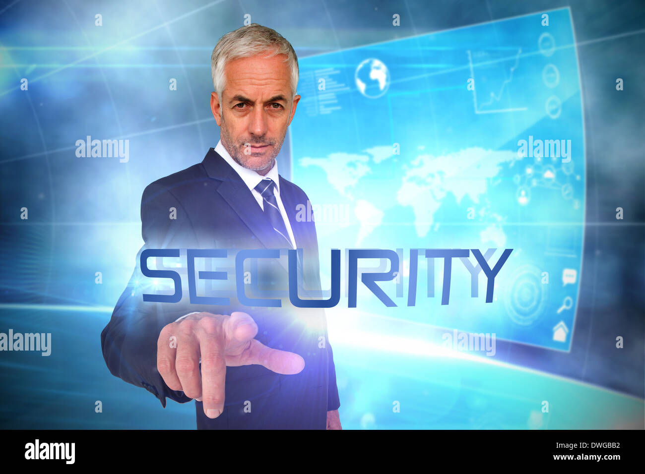 Security against futuristic technology interface Stock Photo