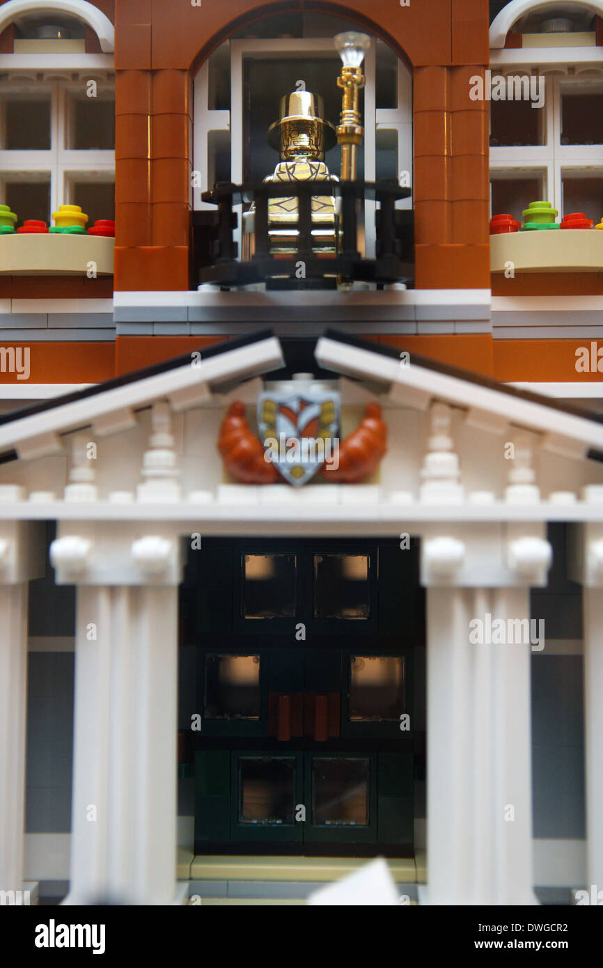 Mr Gold one of only 5000 Lego gold minifigures released in 2013 on the balcony of Paisley Town Hall Stock Photo Alamy