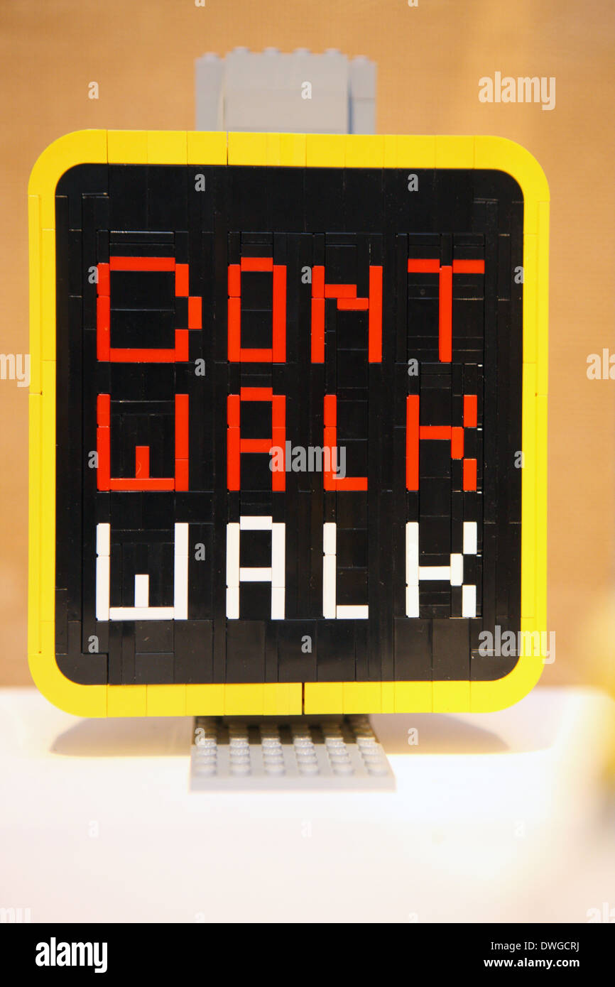 Dont Walk Walk sign in Lego Stock Photo