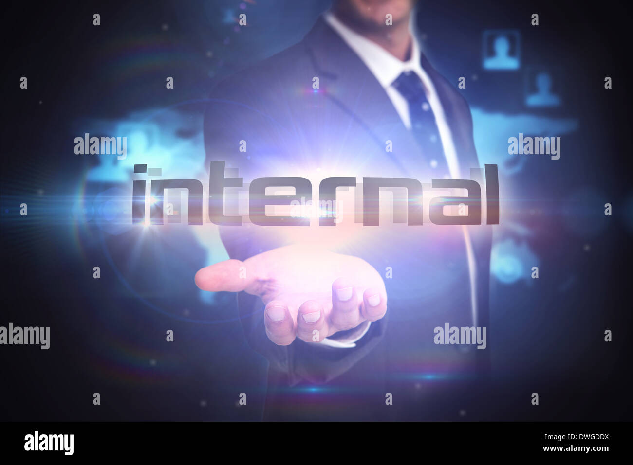 Internal against futuristic technology interface Stock Photo