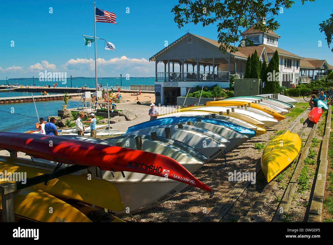 boats at Lakeside Ohio ready for summer tourists Stock Photo