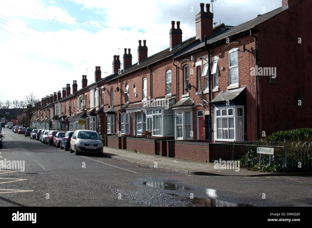 Terraced houses, Francis Road, Hay Mills, Birmingham, UK Stock Photo