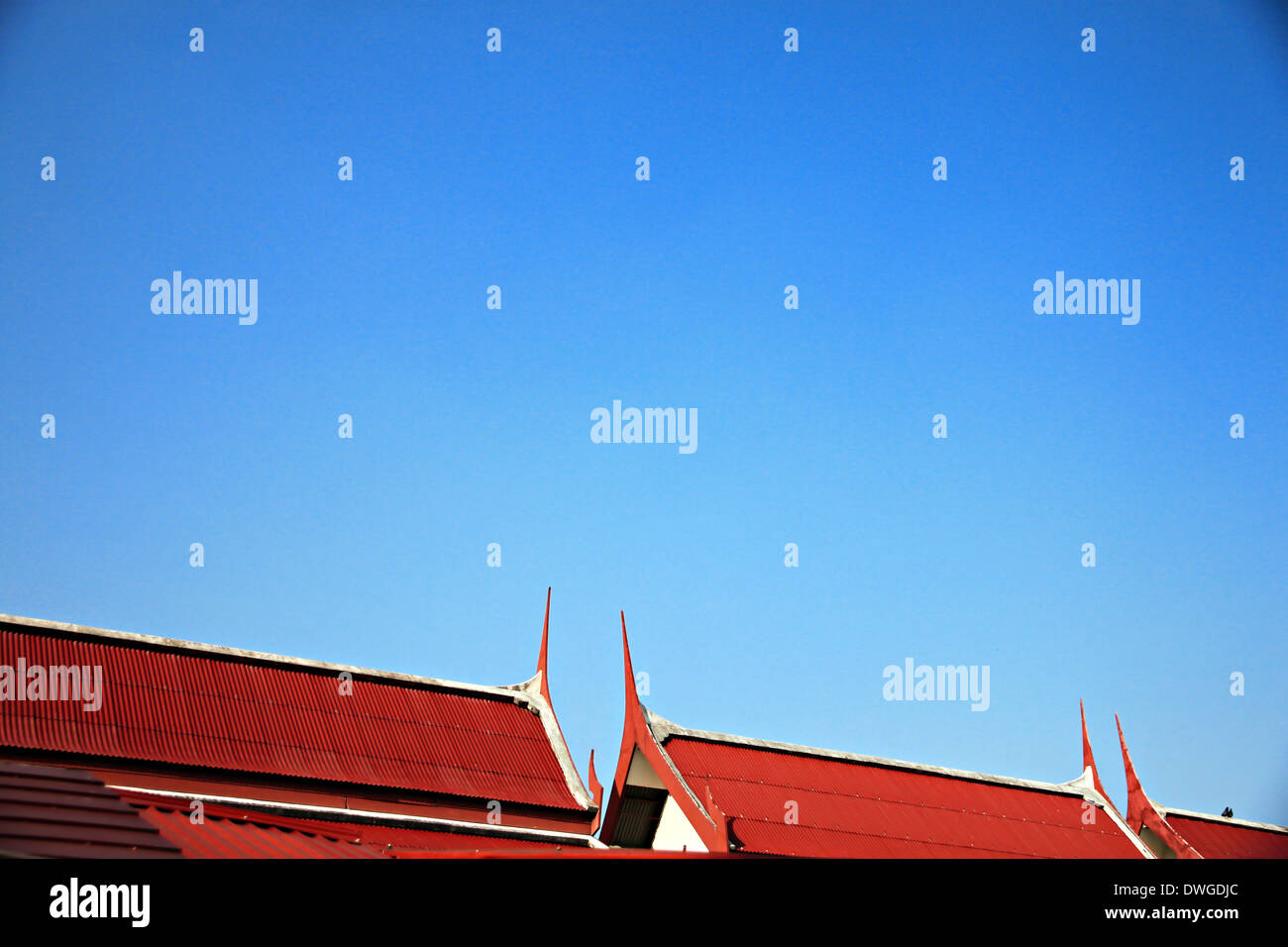 The Temple roof in blue sky. Stock Photo