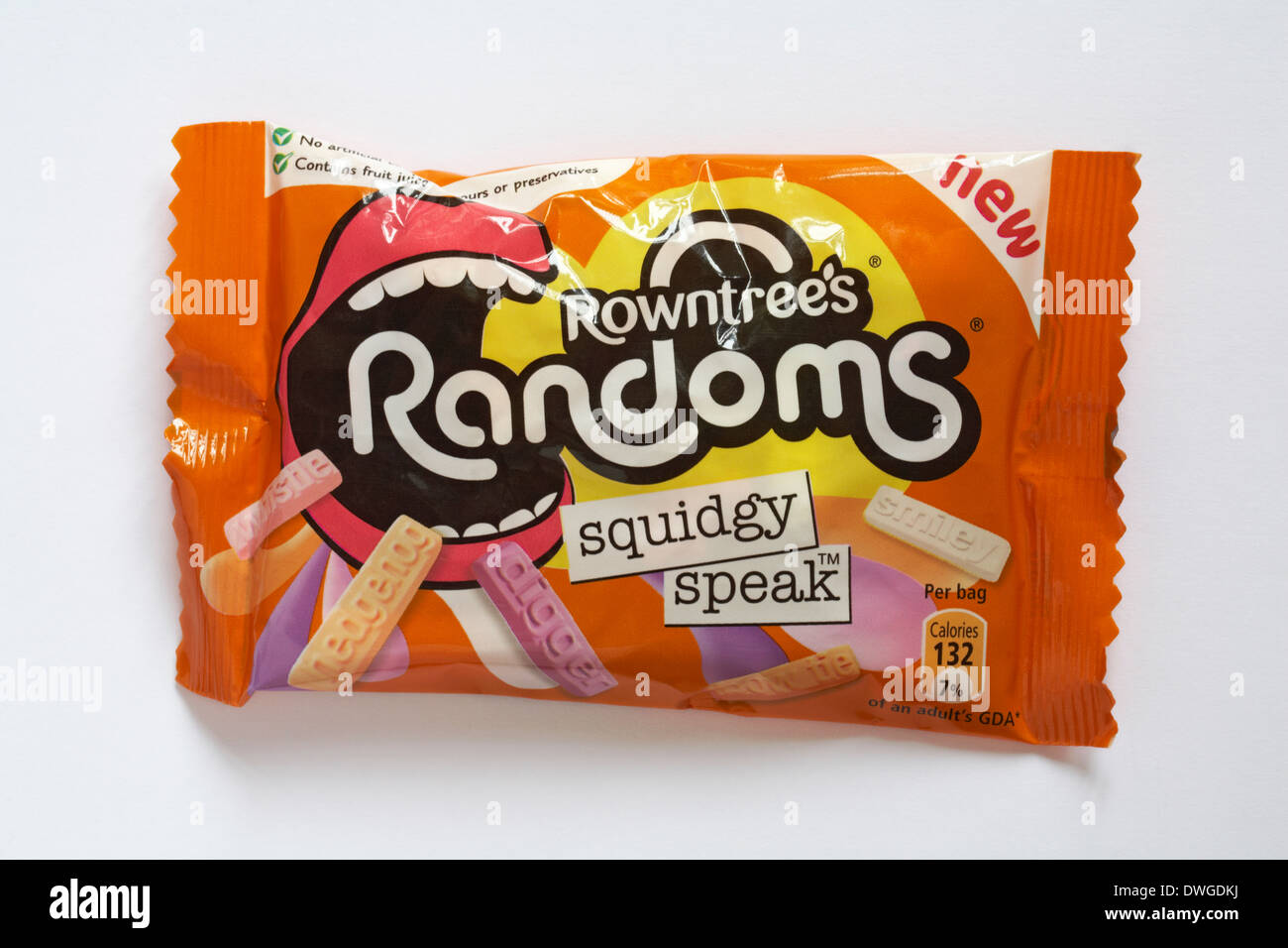 packet of new Rowntree's Randoms squidgy speak sweets isolated on white background Stock Photo
