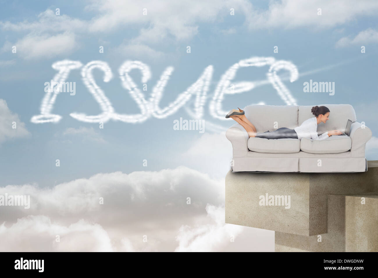 Issues against balcony and bright sky Stock Photo