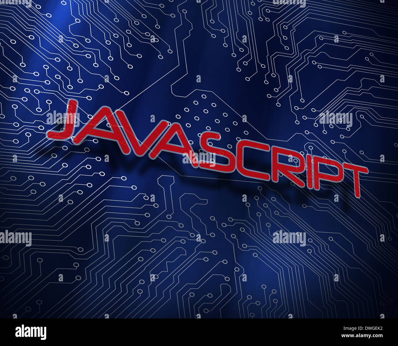 Javascript against blue technology background Stock Photo - Alamy