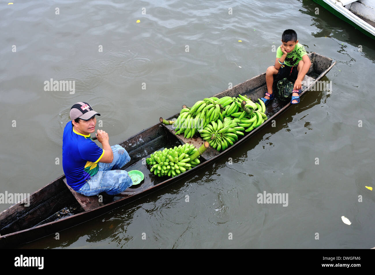 Bananas - Harbour in LETICIA. Department of Amazonas.COLOMBIA. Stock Photo