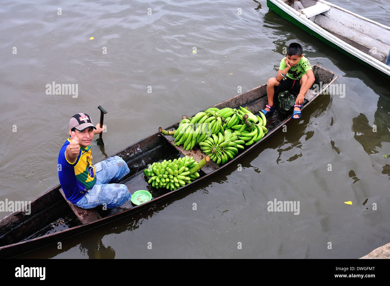 Bananas - Harbour in LETICIA. Department of Amazonas.COLOMBIA. Stock Photo