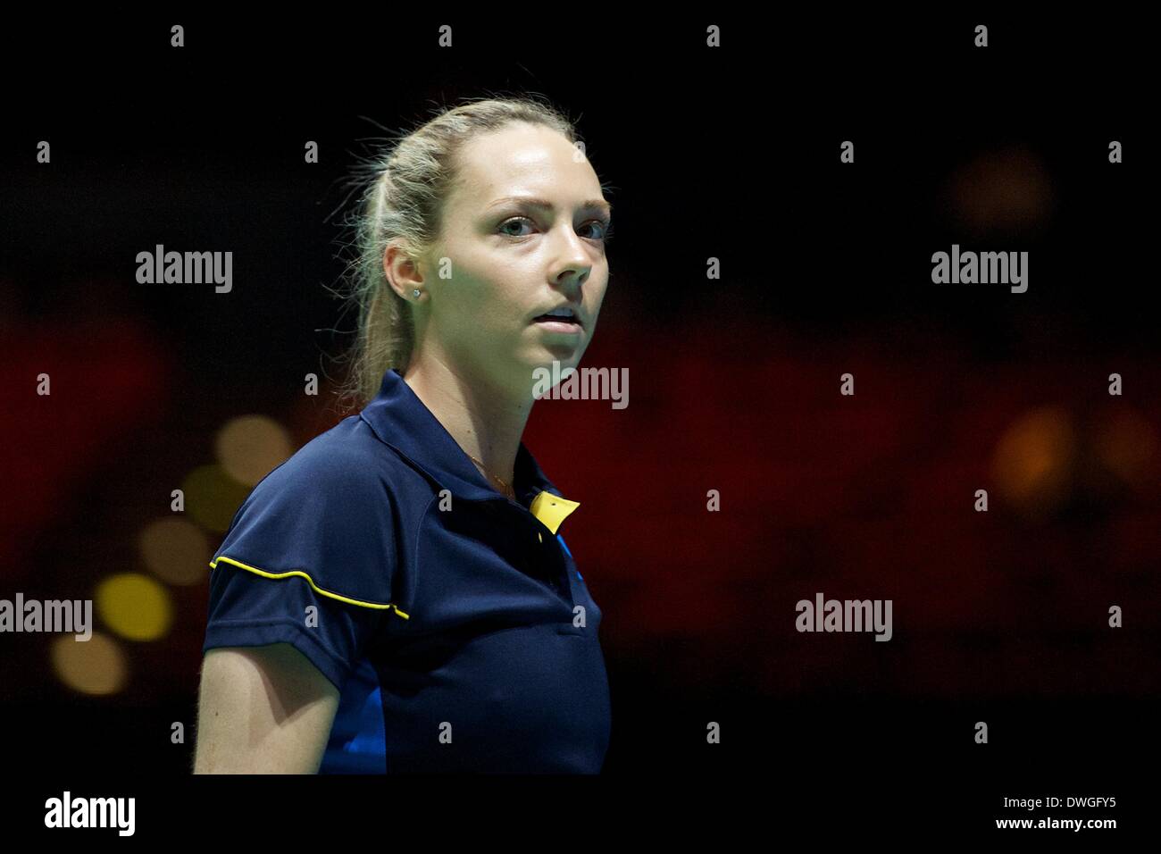 Birmingham, UK. 07th Mar, 2014. Gabby Adcock during Yonex All England Open Badminton Championships from the National Indoor Arena. Credit:  Action Plus Sports/Alamy Live News Stock Photo