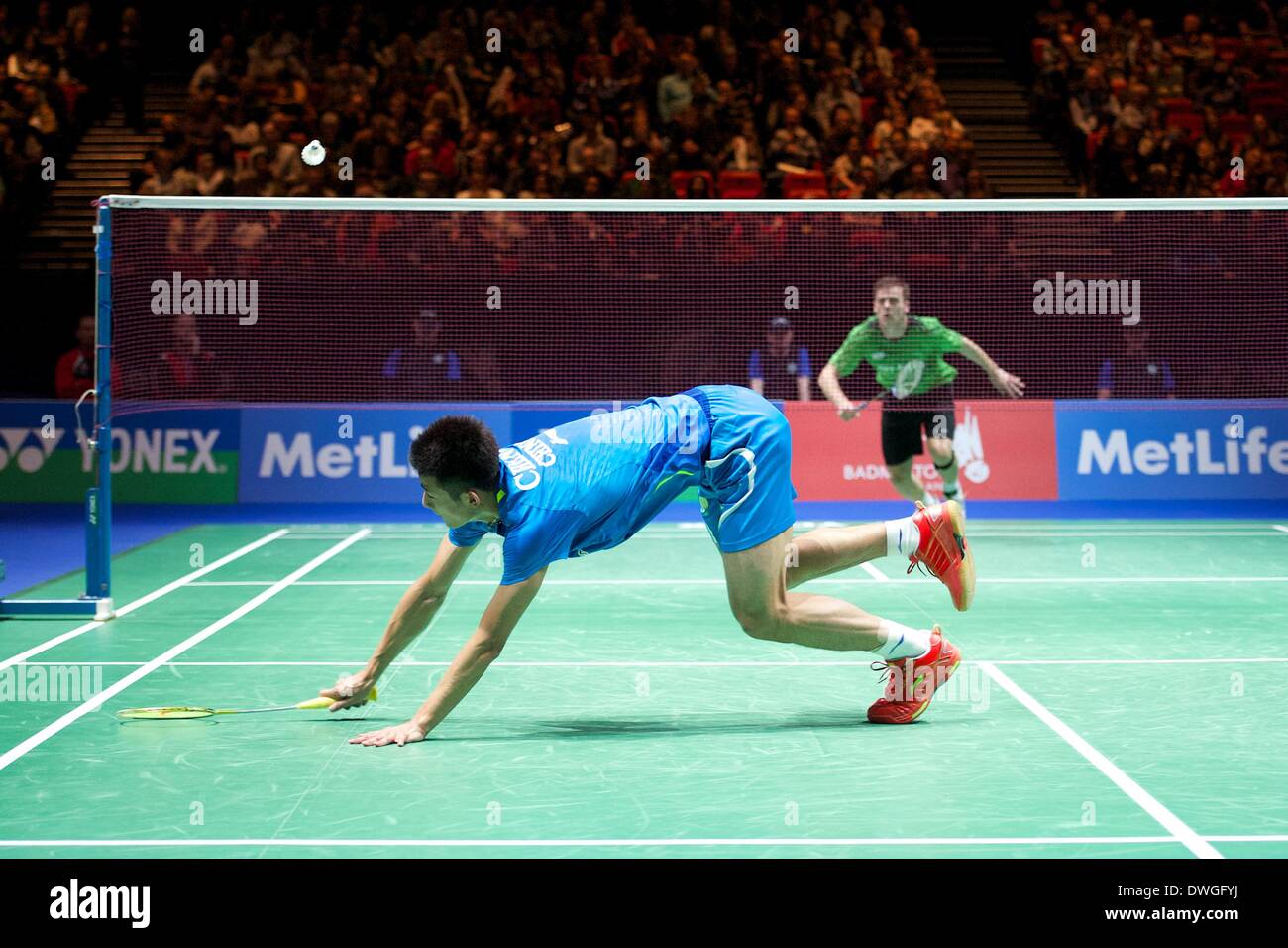 Birmingham, UK. 07th Mar, 2014. Chen Long during Yonex All England Open Badminton Championships from the National Indoor Arena. Credit:  Action Plus Sports/Alamy Live News Stock Photo
