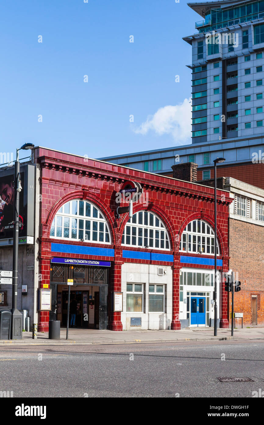 Red Tiled Entrance to Lambeth North Underground Tube station, Southwark