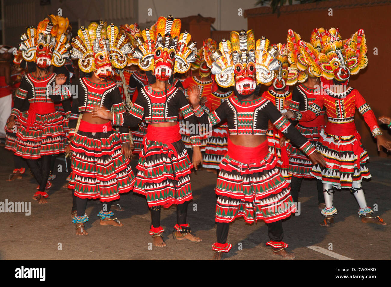 Sri Lanka; Colombo, Navam Perahera, festival, masked dancers Stock