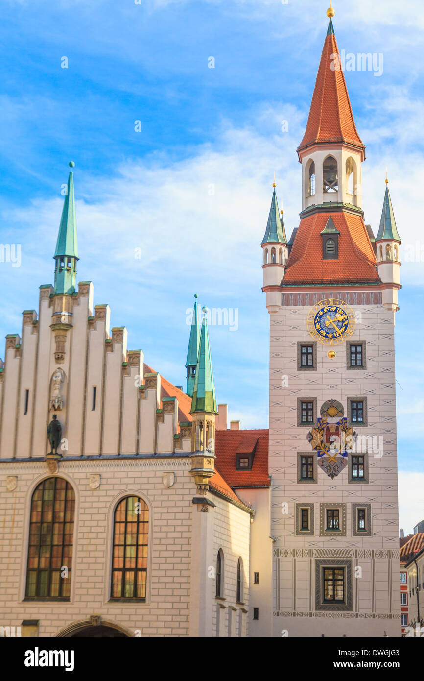 Munich, Old Town Hall with Tower, Bavaria, Germany Stock Photo