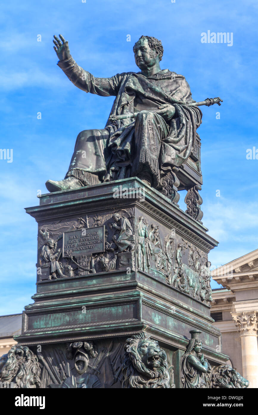 Munich, Statue of King Max Joseph in front of Bavarian State Opera, Germany Stock Photo