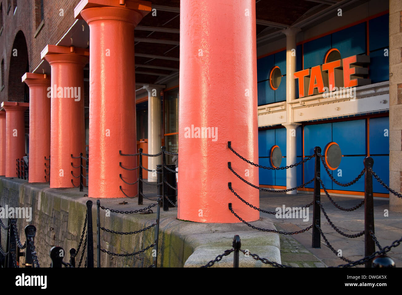 The Tate Art Galley in the Albert Dock in the city of Liverpool on Merseyside in northwest England. Stock Photo