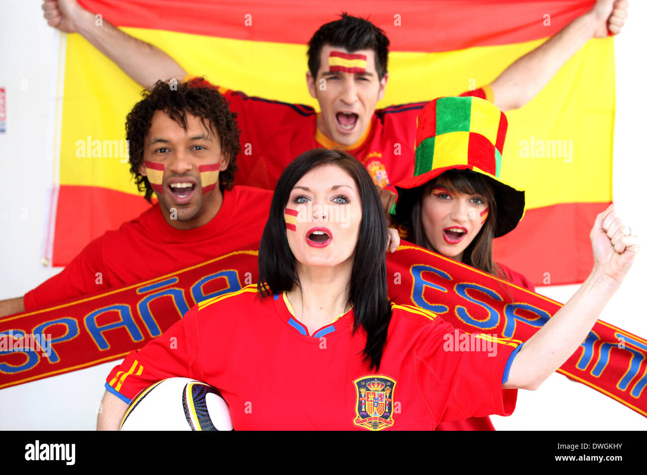 Spanish football fans Stock Photo Alamy