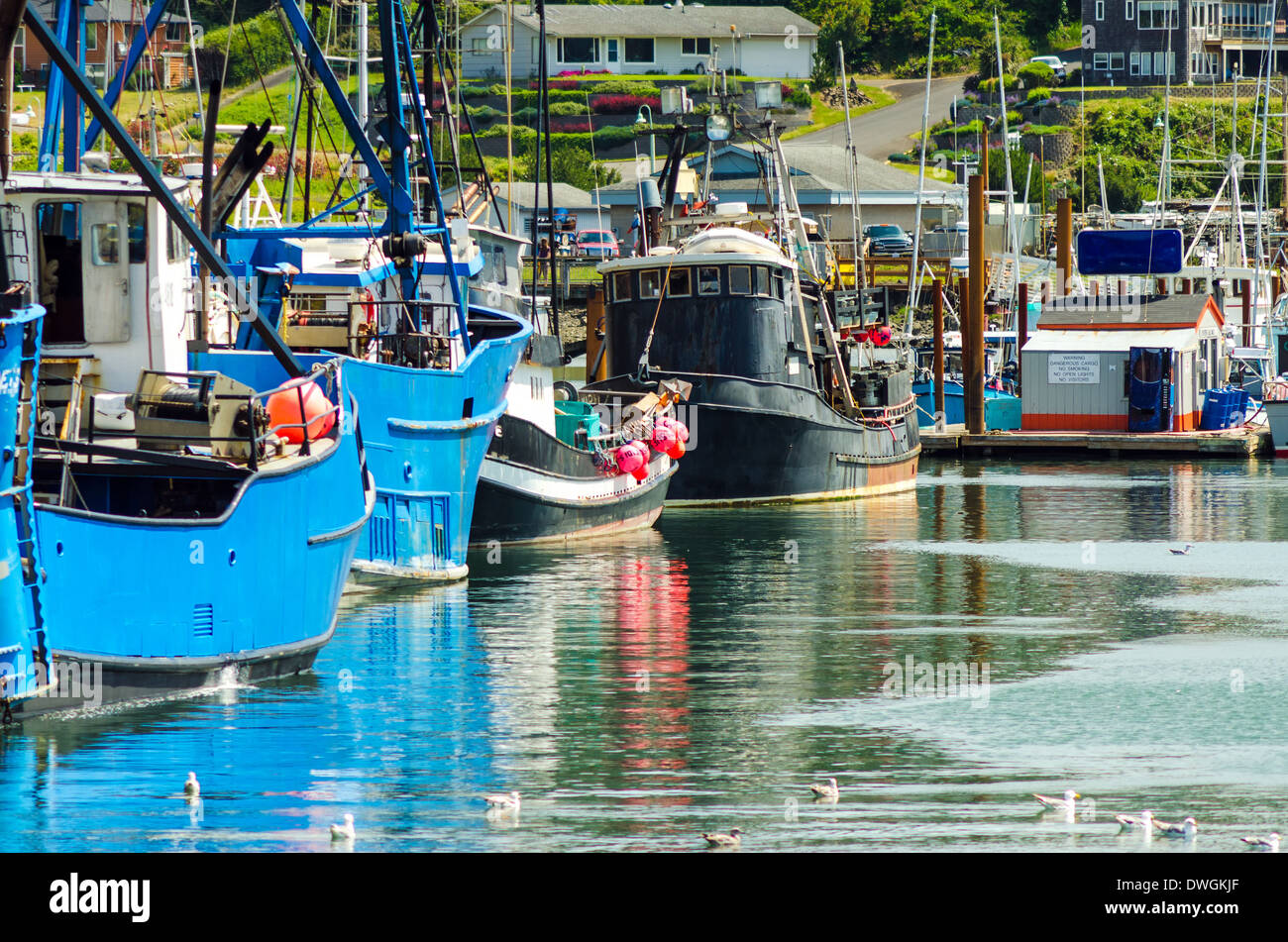 Fishing boats in Yaquina Bay in Newport, Oregon Stock Photo Alamy