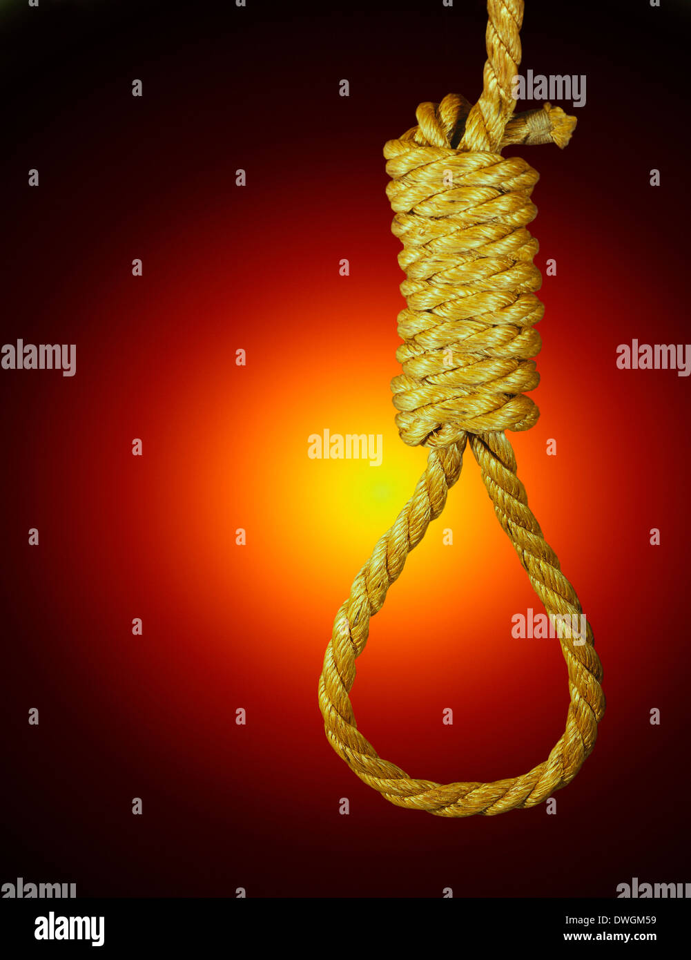 Hangmans noose is a rope loop with a running knot used to hang people Stock Photo
