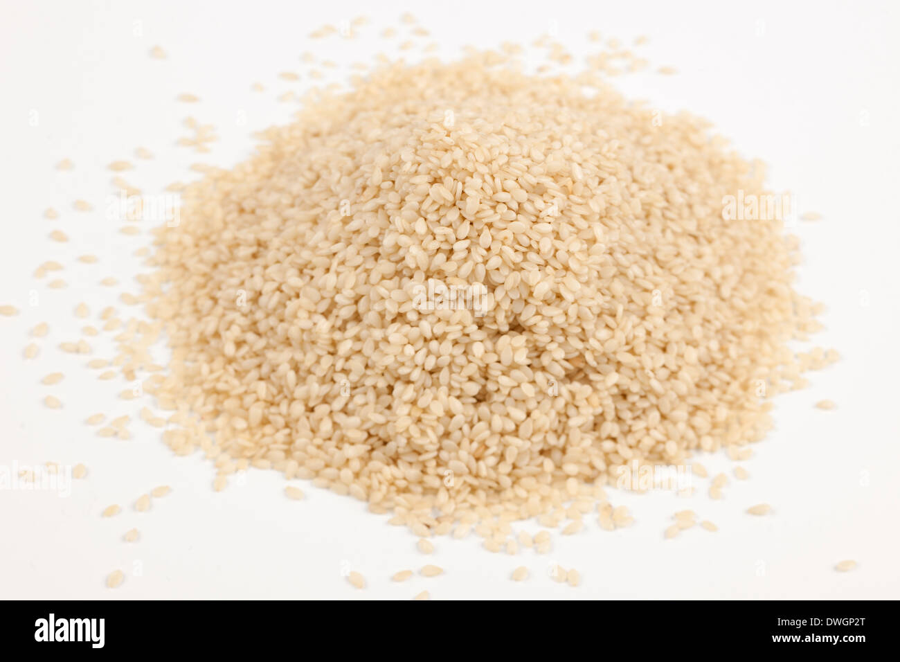 Pile of hulled Sesame seeds Stock Photo