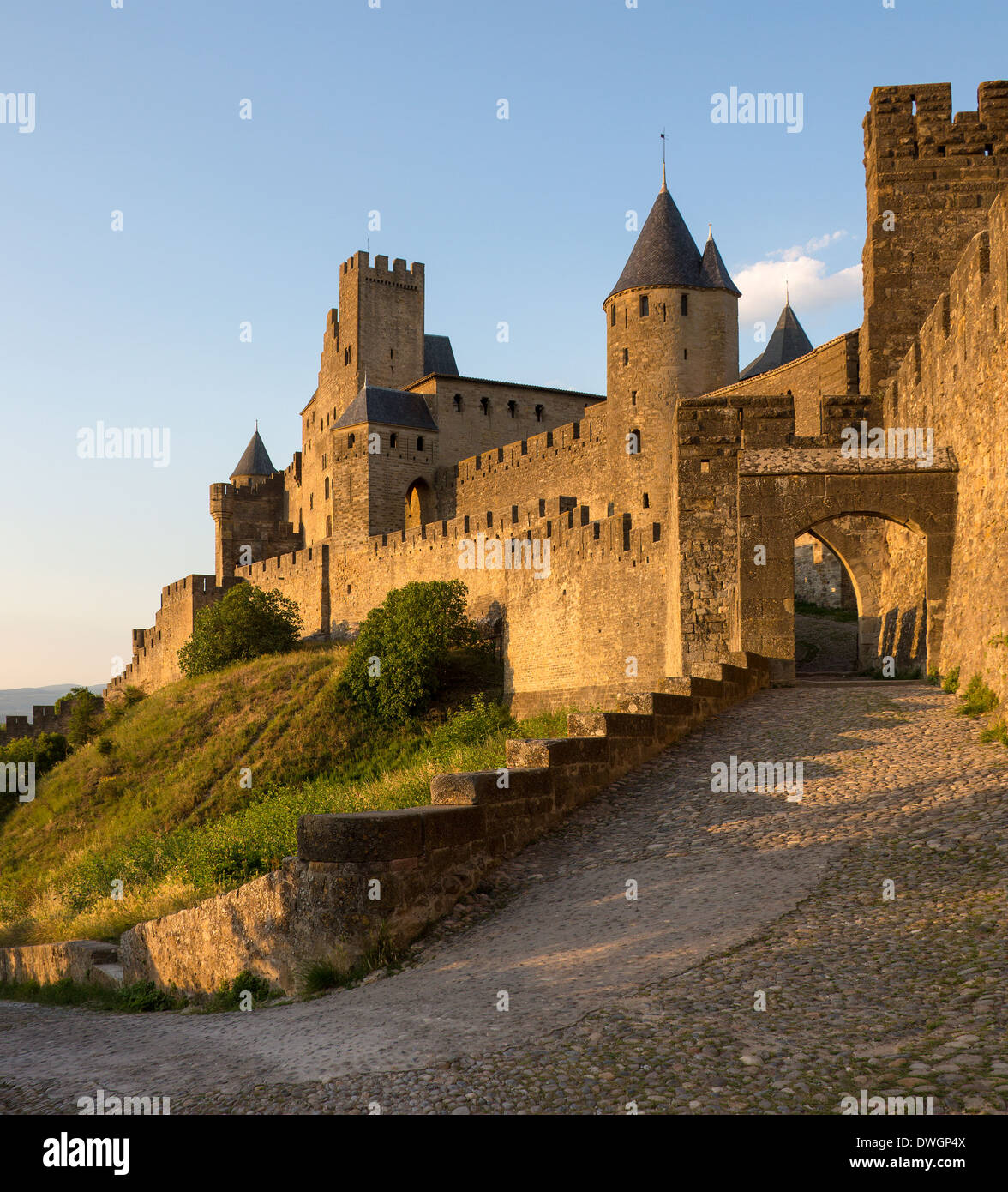 View Of Park Outside The Fortress Town Of Carcassonne In Southern