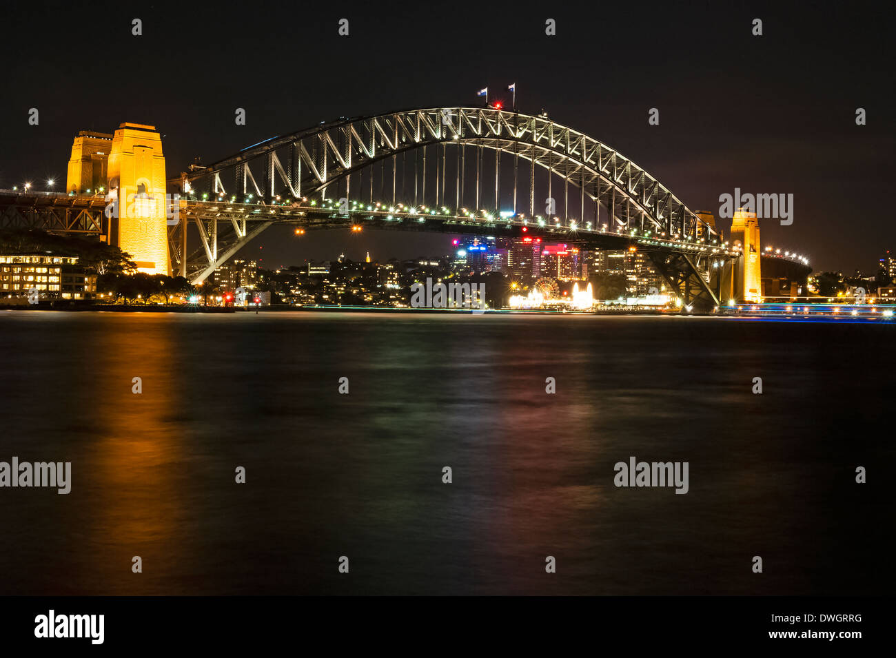 Sydney Harbour Bridge at night Stock Photo