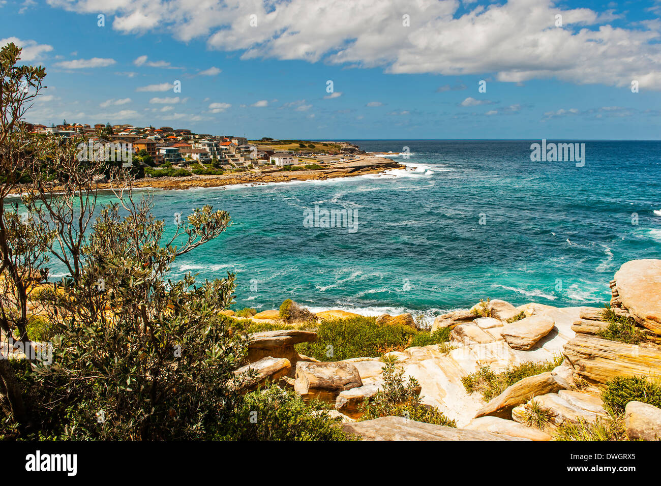 The rugged coastline on the Bondi Beach to Coogee Beach coastal path in Sydney, Australia Stock Photo